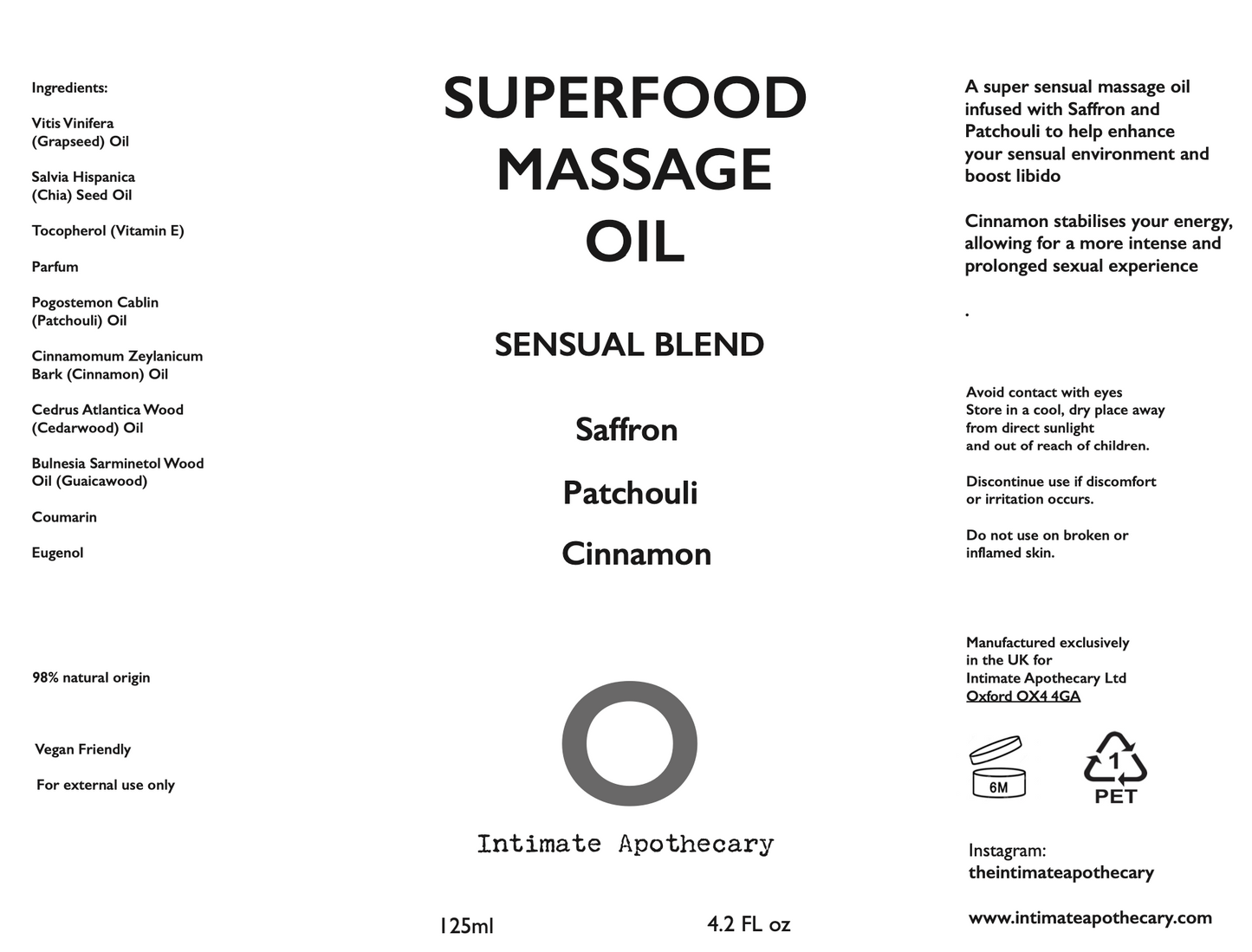 Superfood Massage Oil      Sensual Blend